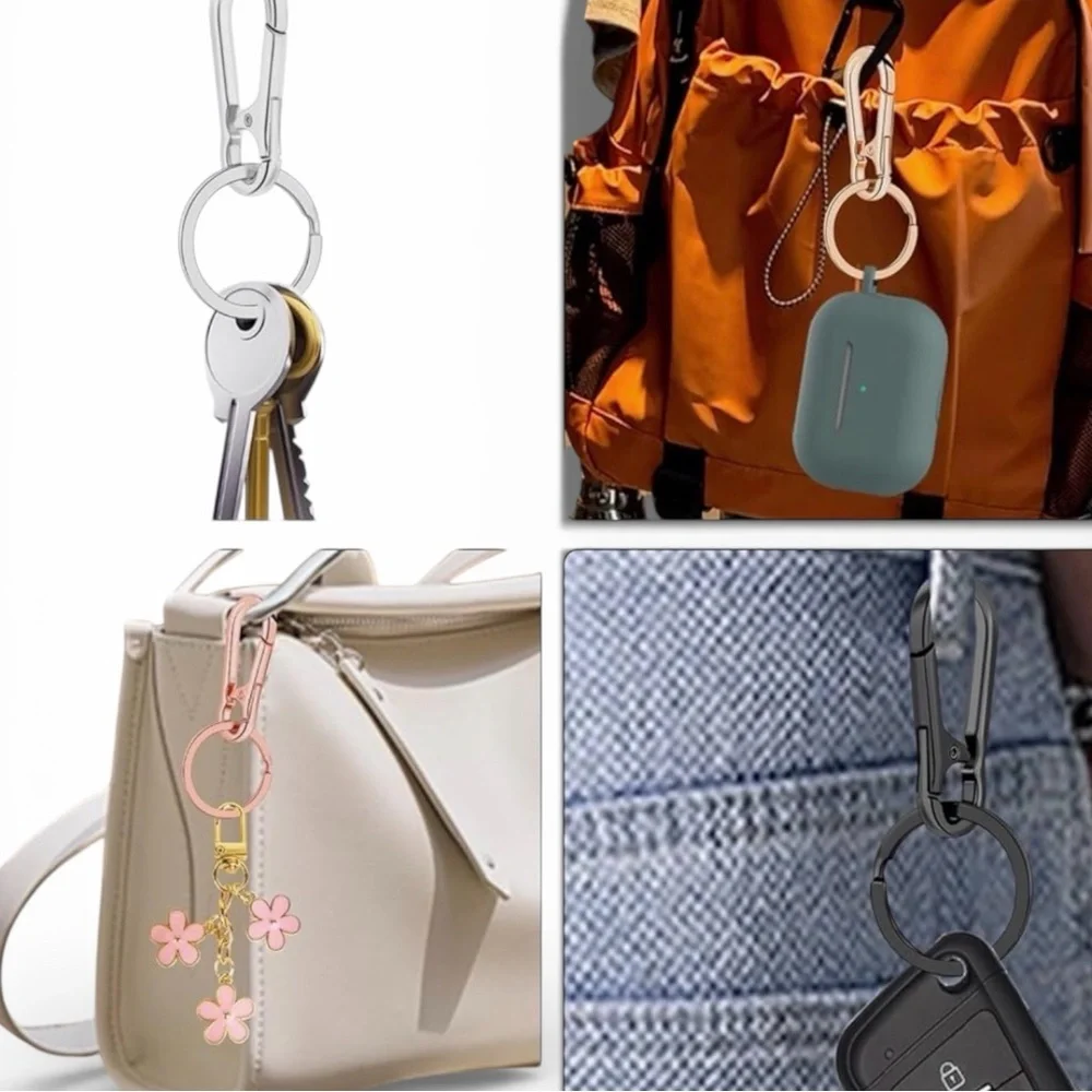 NEW 3-Pack Metal Key Chain Ring Clip Holder Silver, Rose Gold & Black